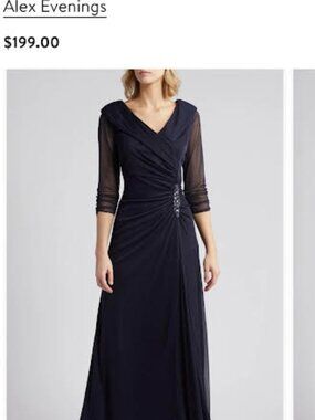 Alex Evenings Pleated Portrait Chiffon Gown / NWT